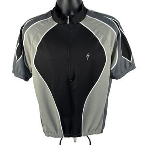 Vintage Mens Specialized Cycling Jersey Size XL Italy Made Pockets Gray Black